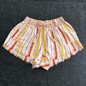 Rewash Shorts Linen Blend‎ Multi Striped Pockets Beachy Boho Women’s Size XL